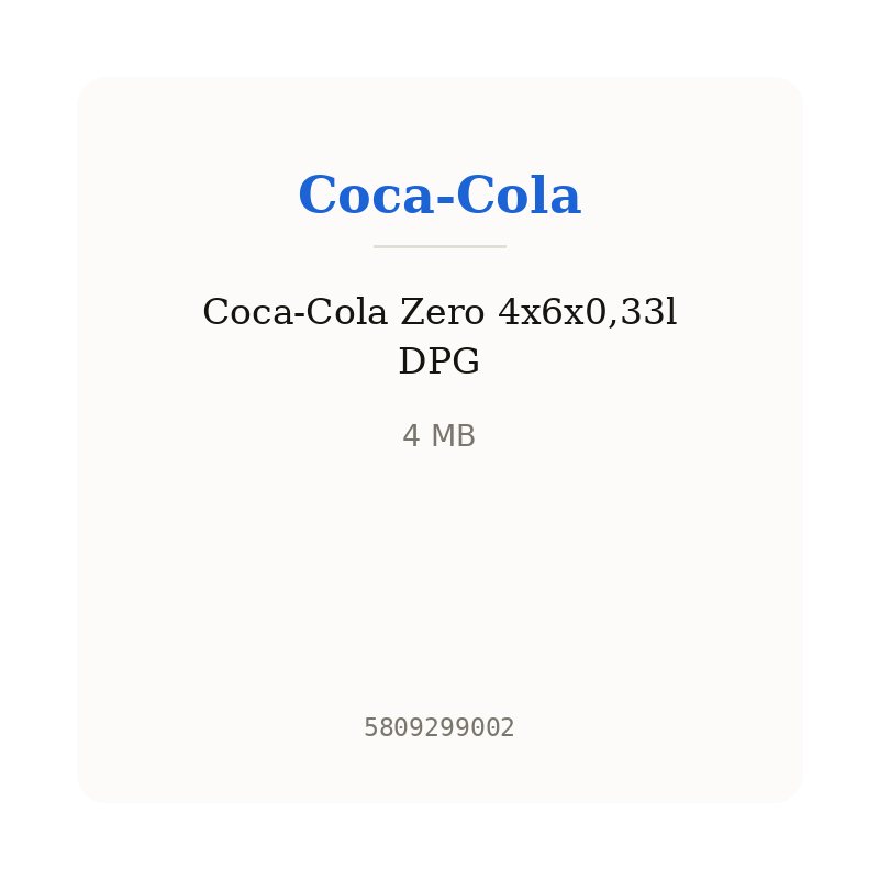 Coca-Cola Zero 4x6x0,33l DPG