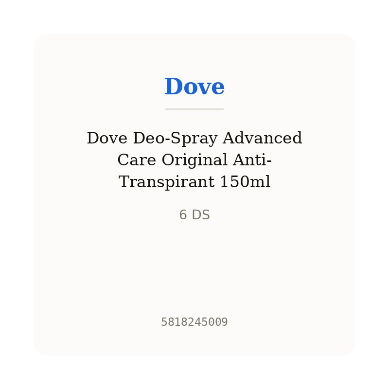 Dove Deo-Spray Advanced Care Original Anti-Transpirant 150ml