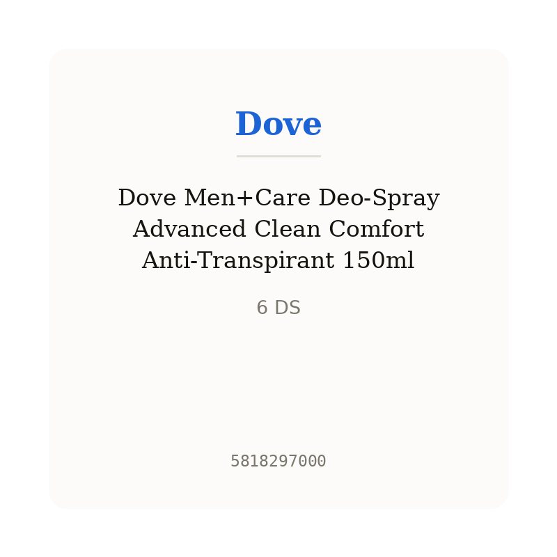 Dove Men+Care Deo-Spray Advanced Clean Comfort Anti-Transpirant 150ml
