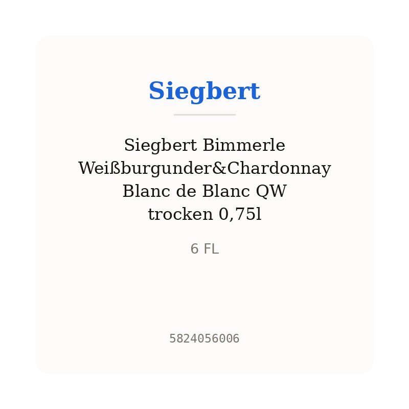 Siegbert Bimmerle Weißburgunder&Chardonnay Blanc de Blanc QW trocken 0,75l