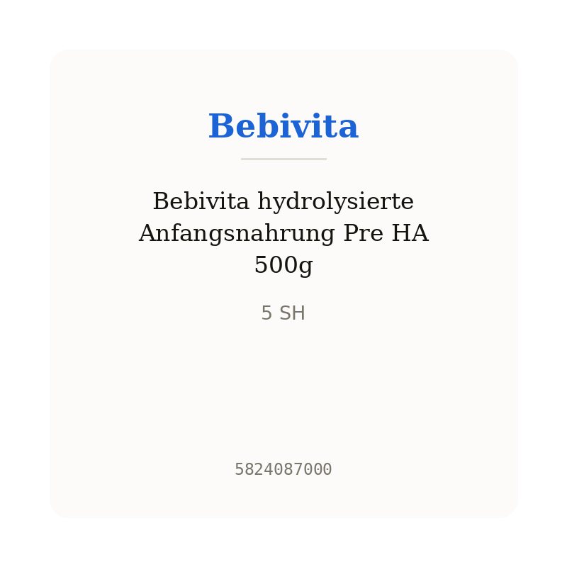 Bebivita hydrolysierte Anfangsnahrung Pre HA 500g