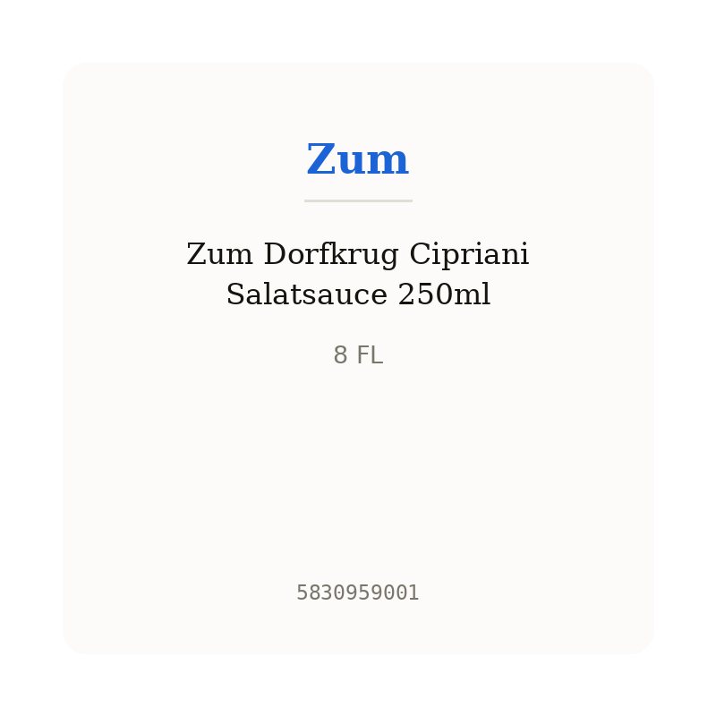 Zum Dorfkrug Cipriani Salatsauce 250ml