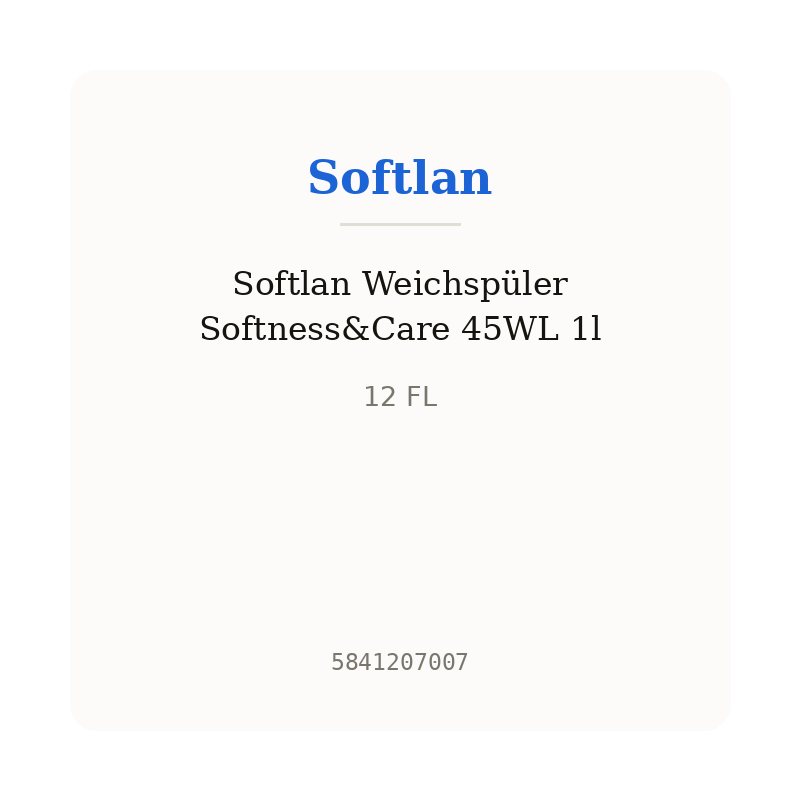 Softlan Weichspüler Softness&Care 45WL 1l