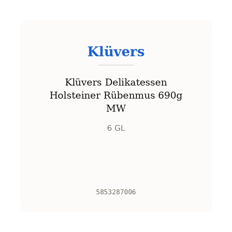 Klüvers Delikatessen Holsteiner Rübenmus 690g MW