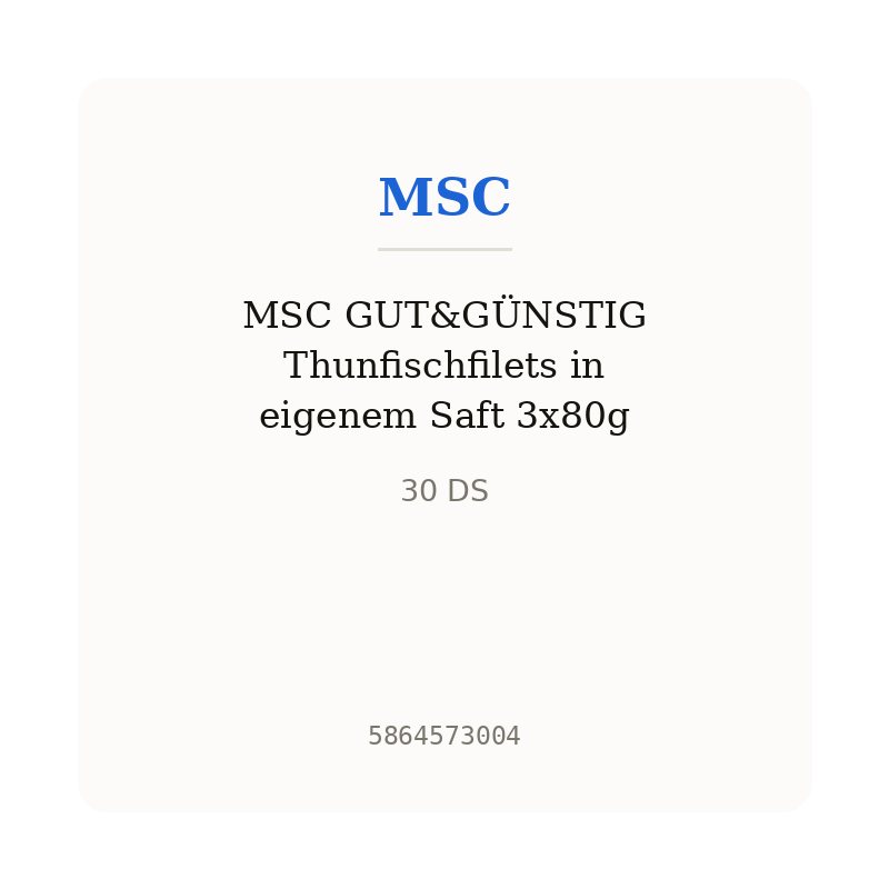 MSC GUT&GÜNSTIG Thunfischfilets in eigenem Saft 3x80g