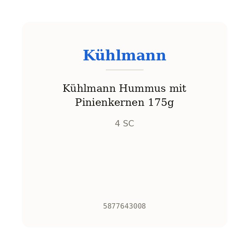 Kühlmann Hummus mit Pinienkernen 175g