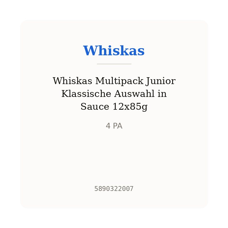 Whiskas Multipack Junior Klassische Auswahl in Sauce 12x85g