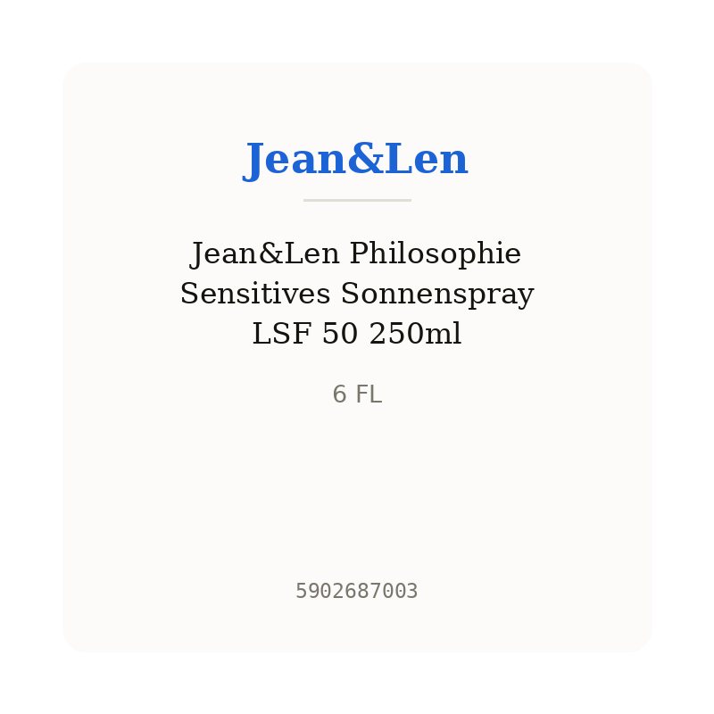 Jean&Len Philosophie Sensitives Sonnenspray LSF 50 250ml