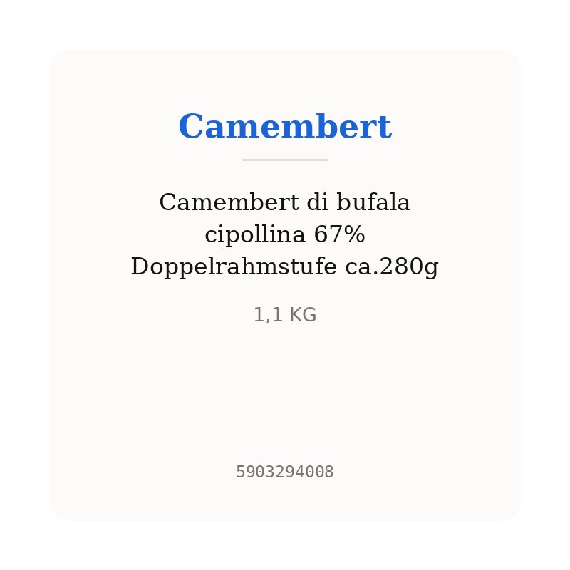 Camembert di bufala cipollina 67% Doppelrahmstufe ca.280g