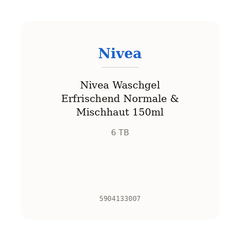 Nivea Waschgel Erfrischend Normale & Mischhaut 150ml