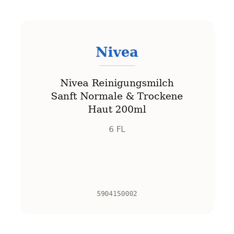 Nivea Reinigungsmilch Sanft Normale & Trockene Haut 200ml