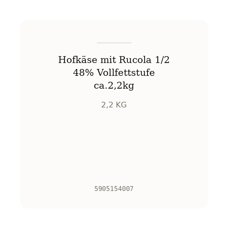 Hofkäse mit Rucola 1/2 48% Vollfettstufe ca.2,2kg