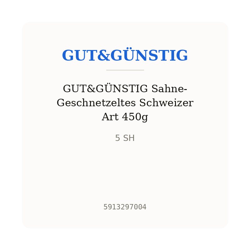 GUT&GÜNSTIG Sahne-Geschnetzeltes Schweizer Art 450g