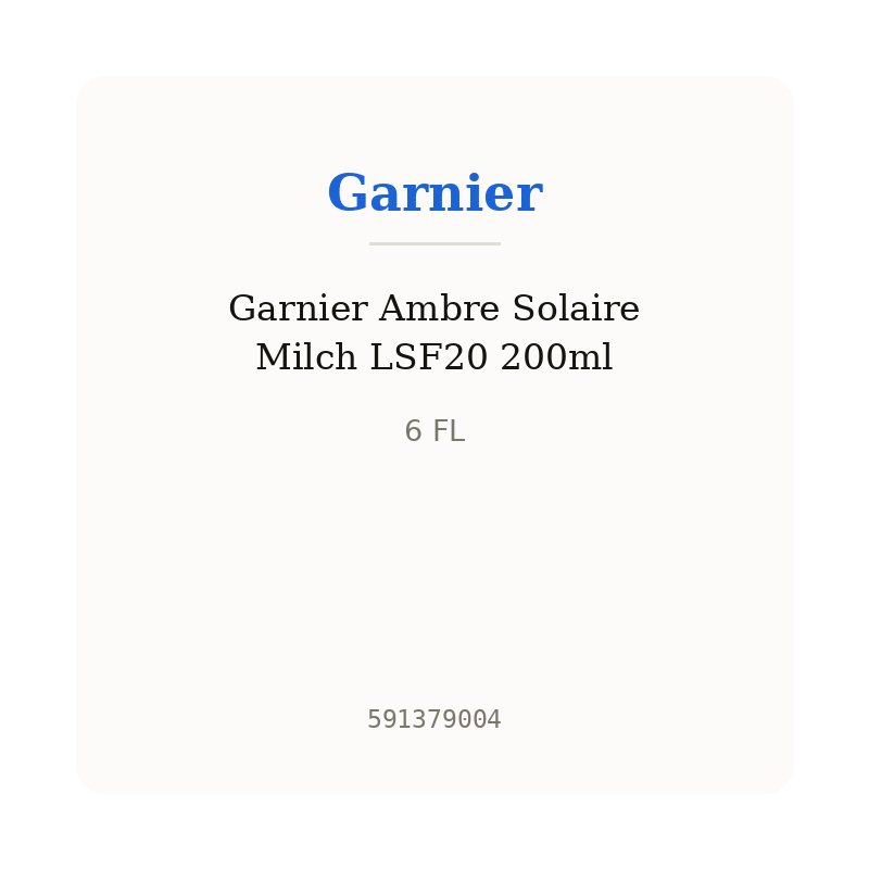 Garnier Ambre Solaire Milch LSF20 200ml