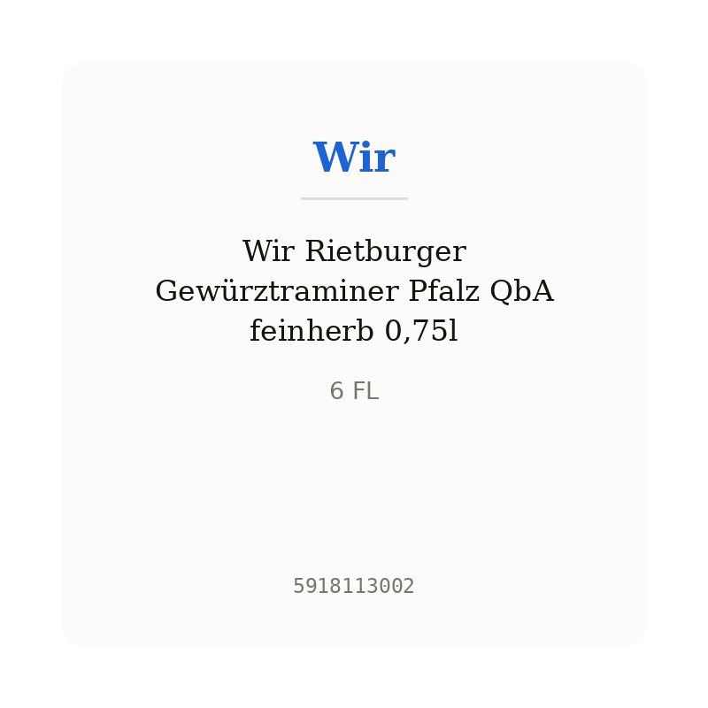 Wir Rietburger Gewürztraminer Pfalz QbA feinherb 0,75l