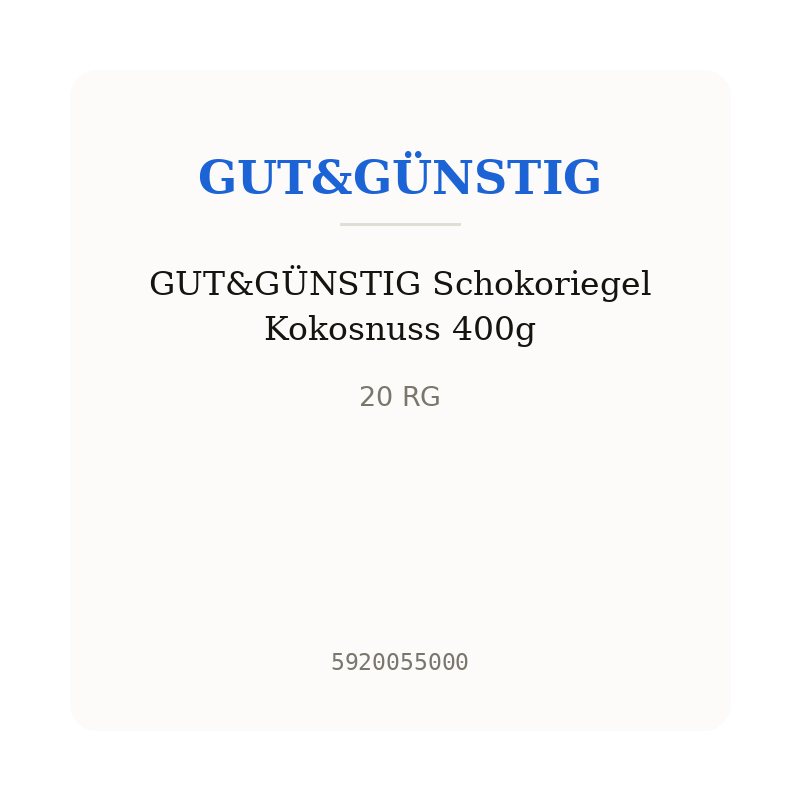 GUT&GÜNSTIG Schokoriegel Kokosnuss 400g