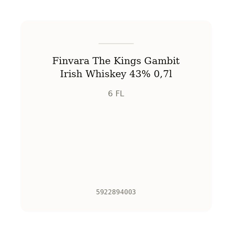 Finvara The Kings Gambit Irish Whiskey 43% 0,7l