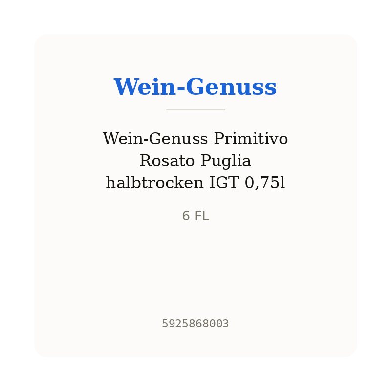 Wein-Genuss Primitivo Rosato Puglia halbtrocken IGT 0,75l