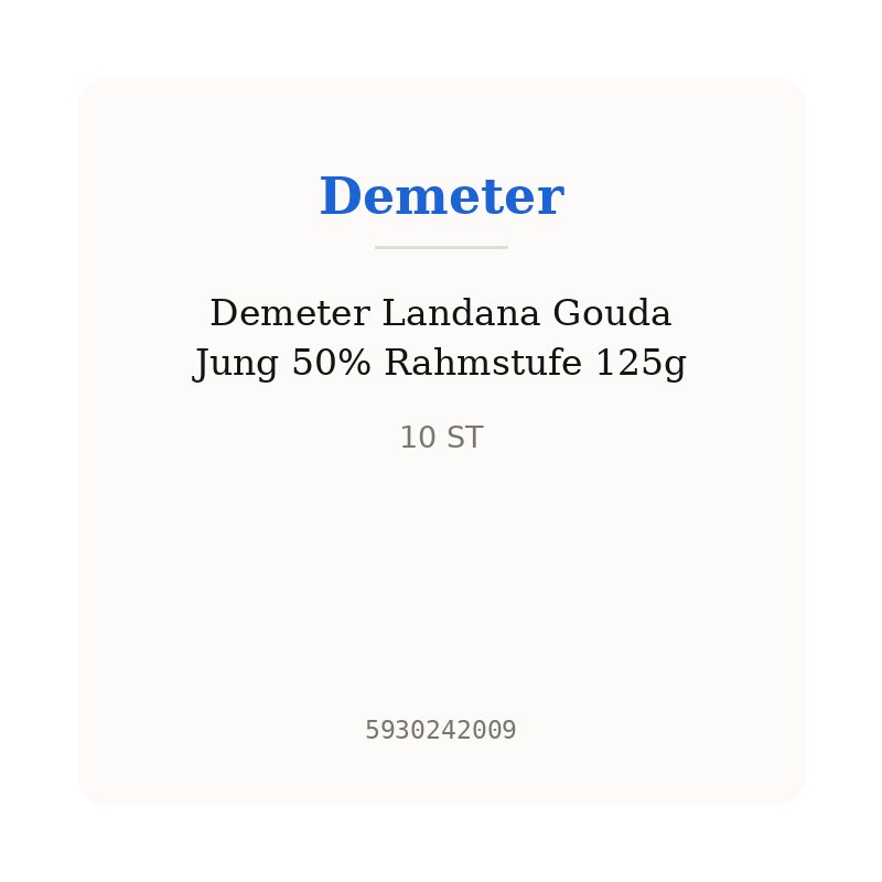 Demeter Landana Gouda Jung 50% Rahmstufe 125g