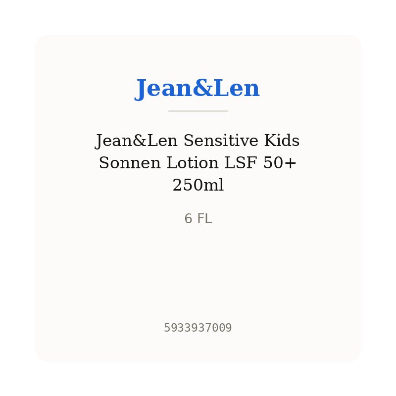 Jean&Len Sensitive Kids Sonnen Lotion LSF 50+ 250ml