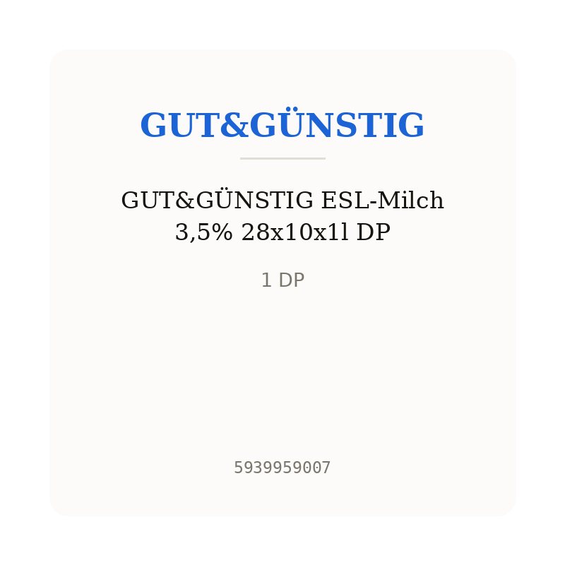 GUT&GÜNSTIG ESL-Milch 3,5% 28x10x1l DP