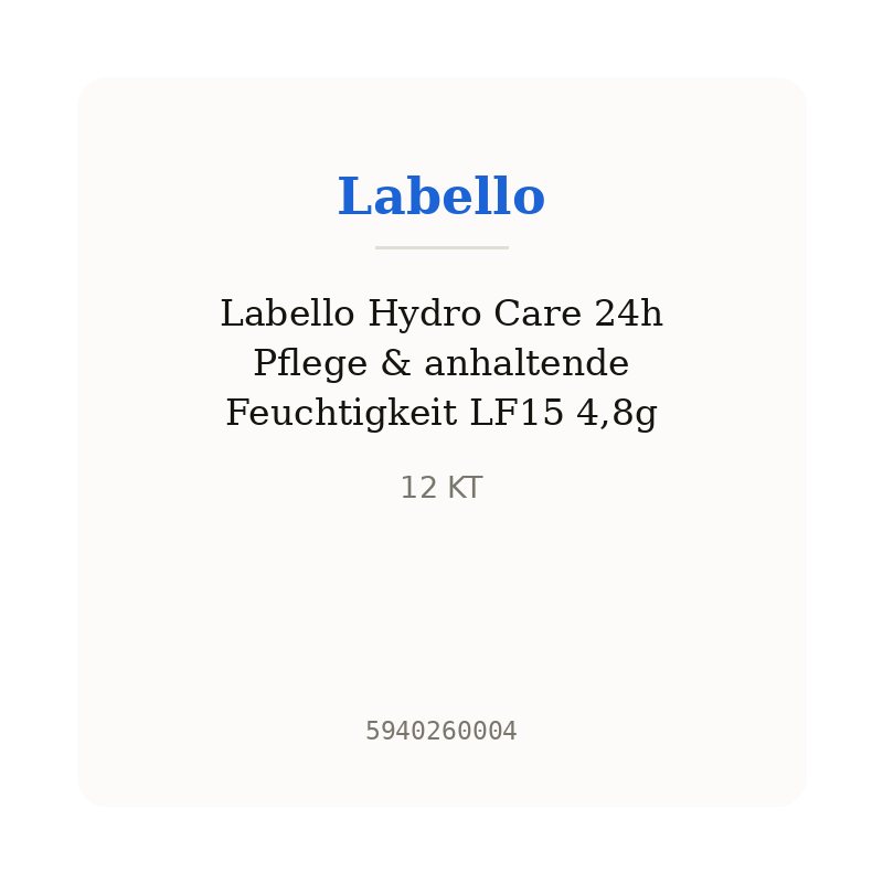 Labello Hydro Care 24h Pflege & anhaltende Feuchtigkeit LF15 4,8g