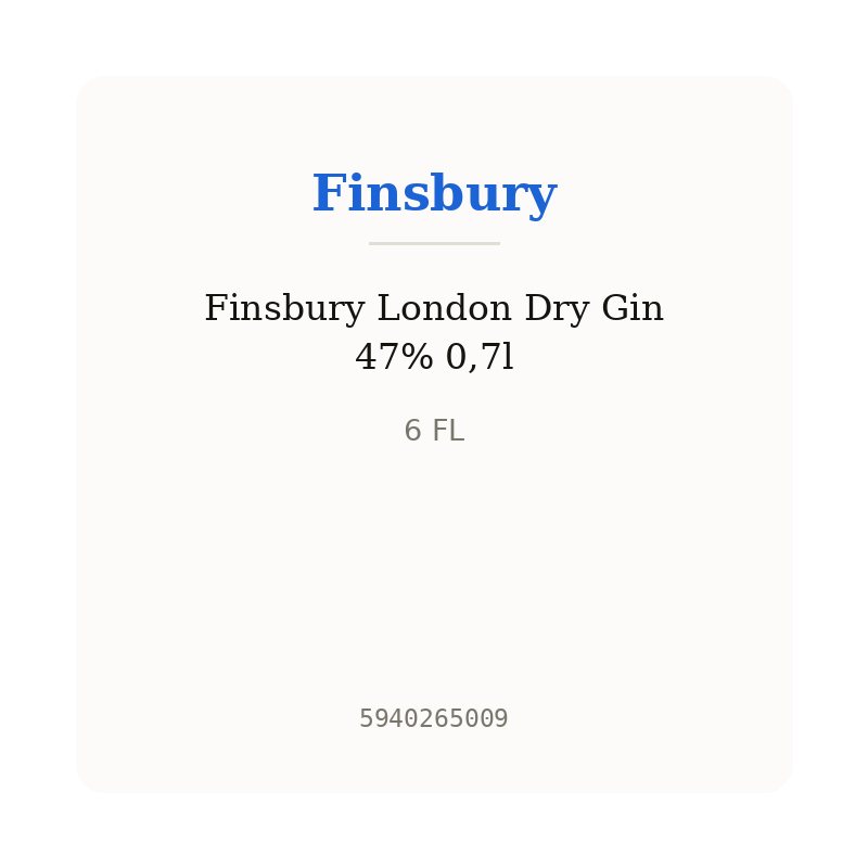 Finsbury London Dry Gin 47% 0,7l