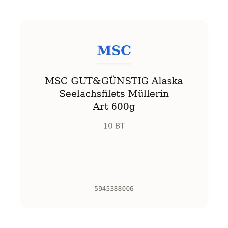MSC GUT&GÜNSTIG Alaska Seelachsfilets Müllerin Art 600g