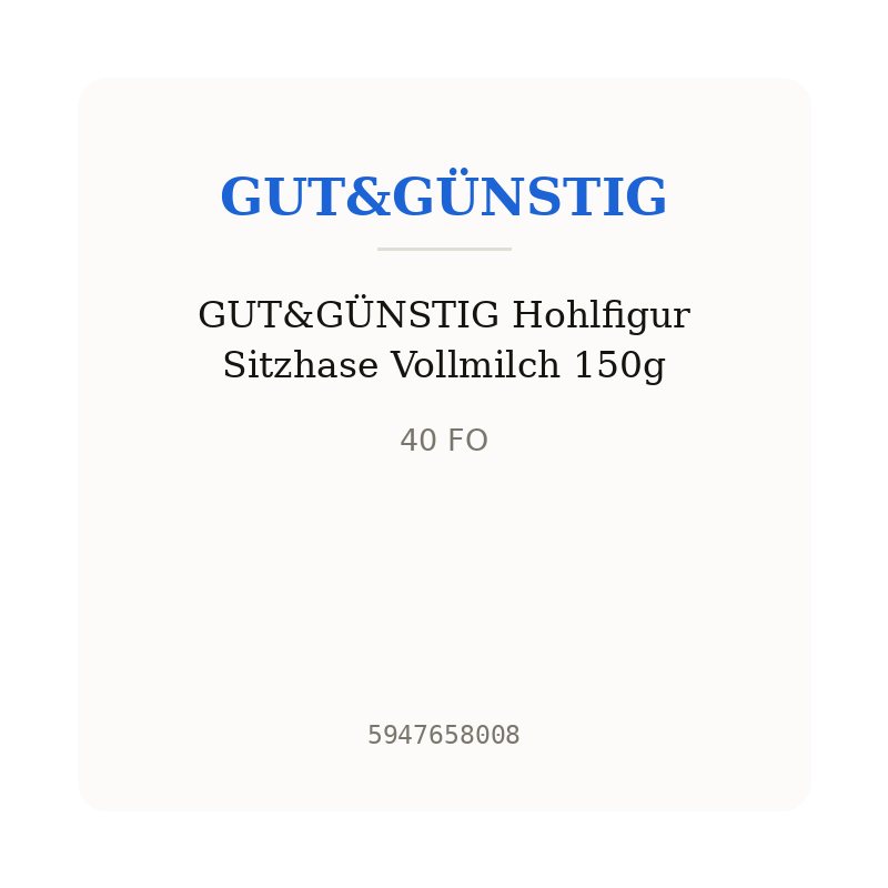 GUT&GÜNSTIG Hohlfigur Sitzhase Vollmilch 150g