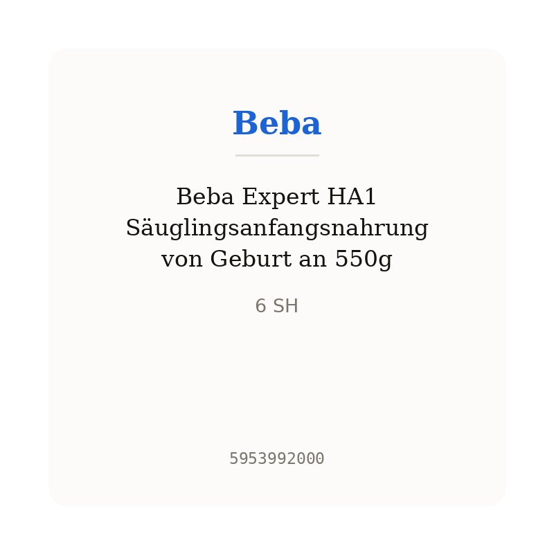 Beba Expert HA1 Säuglingsanfangsnahrung von Geburt an 550g