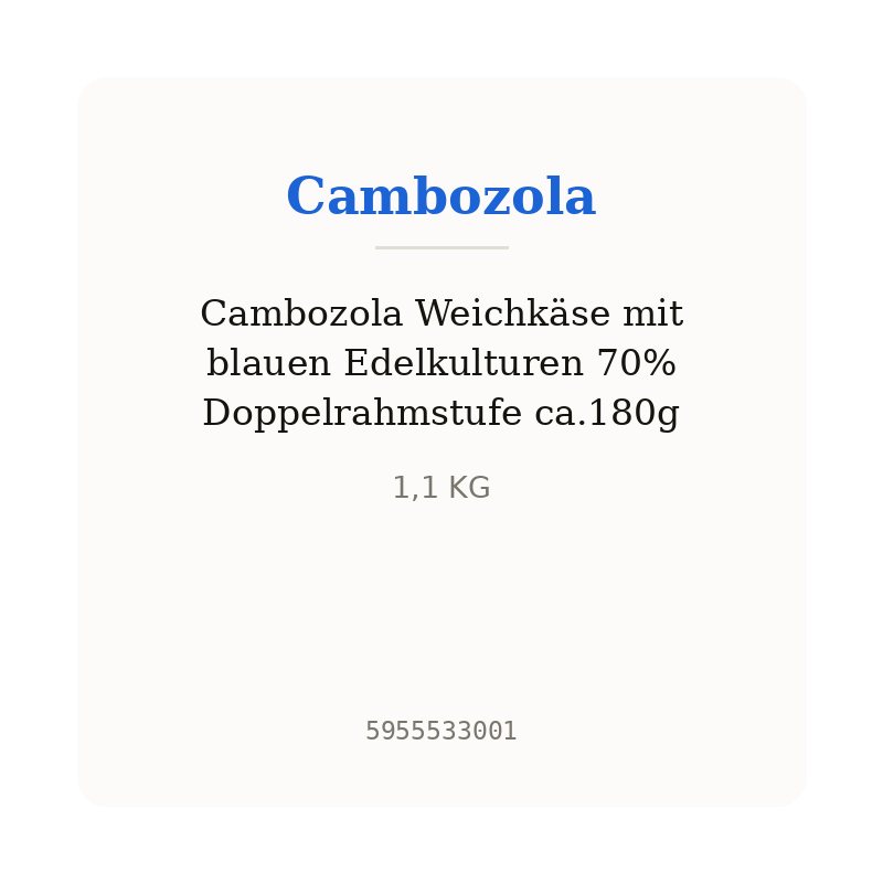 Cambozola Weichkäse mit blauen Edelkulturen 70% Doppelrahmstufe ca.180g