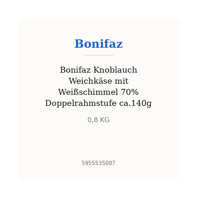 Bonifaz Knoblauch Weichkäse mit Weißschimmel 70% Doppelrahmstufe ca.140g