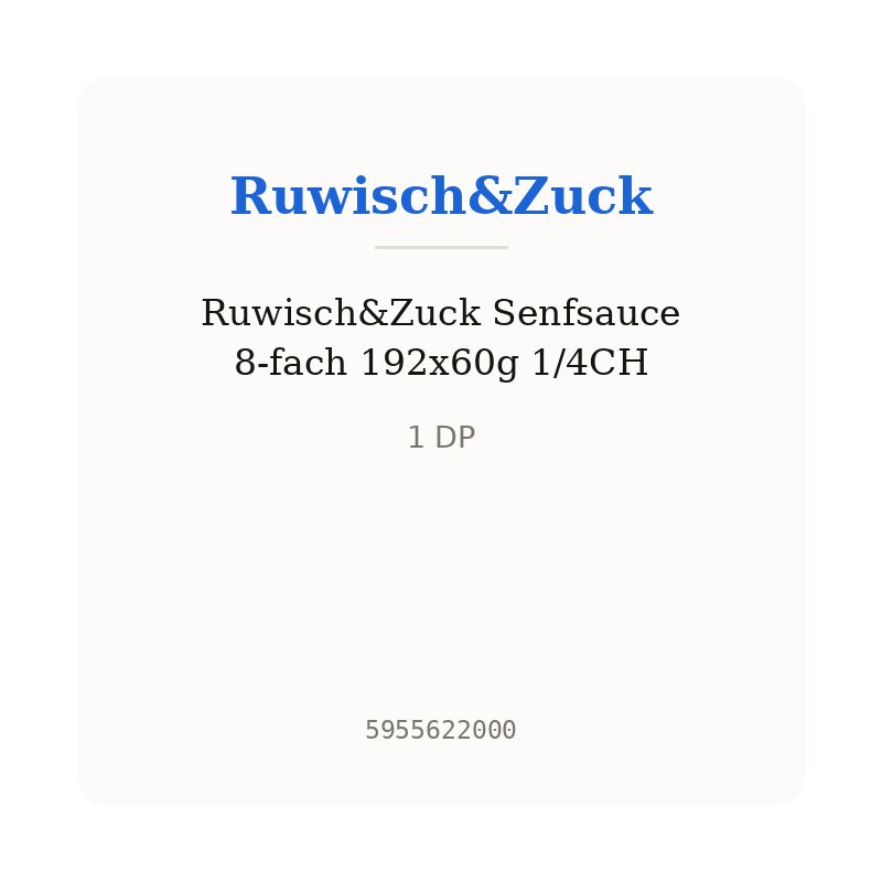 Ruwisch&Zuck Senfsauce 8-fach 192x60g 1/4CH