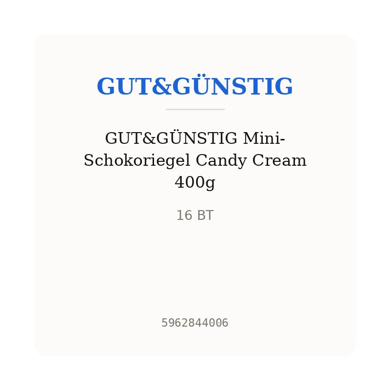 GUT&GÜNSTIG Mini-Schokoriegel Candy Cream 400g