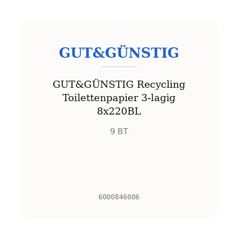 GUT&GÜNSTIG Recycling Toilettenpapier 3-lagig 8x220BL