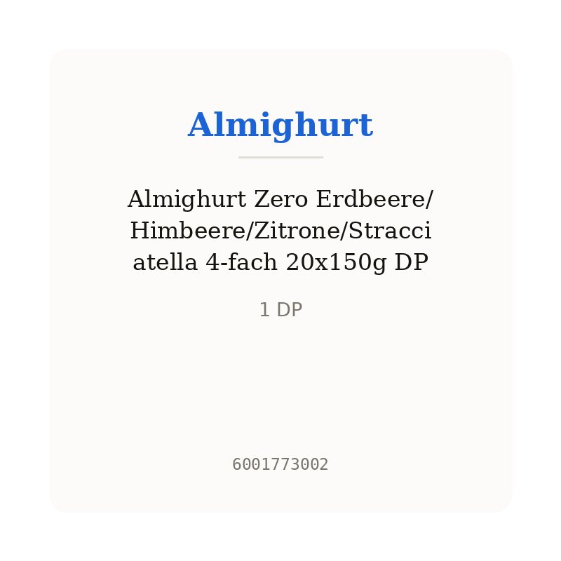 Almighurt Zero Erdbeere/Himbeere/Zitrone/Stracciatella 4-fach 20x150g DP