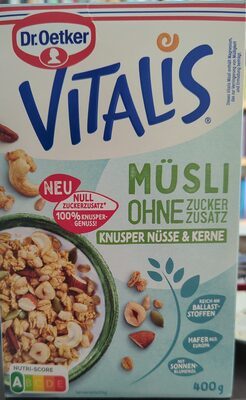 Dr.Oetker Vitalis ohne Zuckerzusatz Knusper Nüsse&Kerne 400g