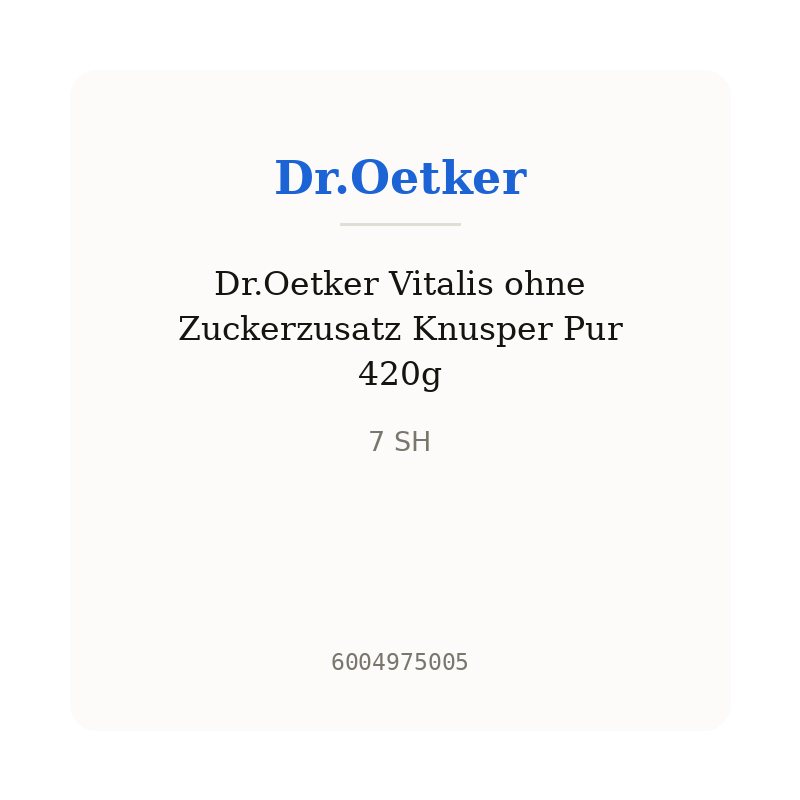 Dr.Oetker Vitalis ohne Zuckerzusatz Knusper Pur 420g