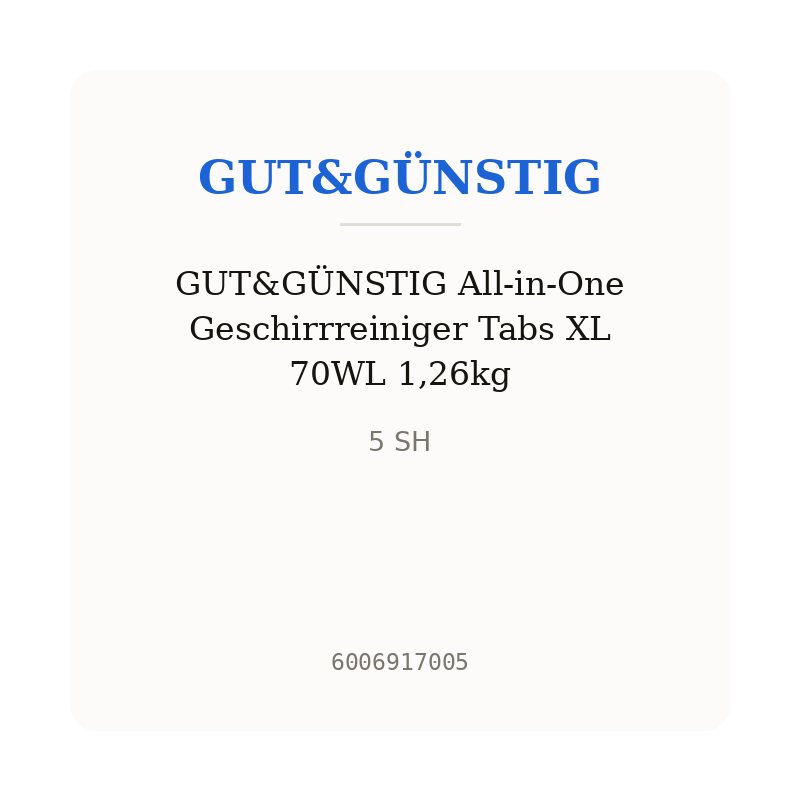 GUT&GÜNSTIG All-in-One Geschirrreiniger Tabs XL 70WL 1,26kg