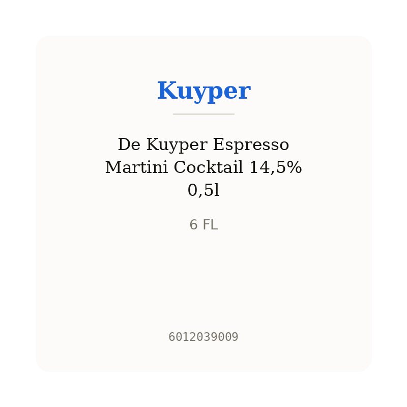 De Kuyper Espresso Martini Cocktail 14,5% 0,5l