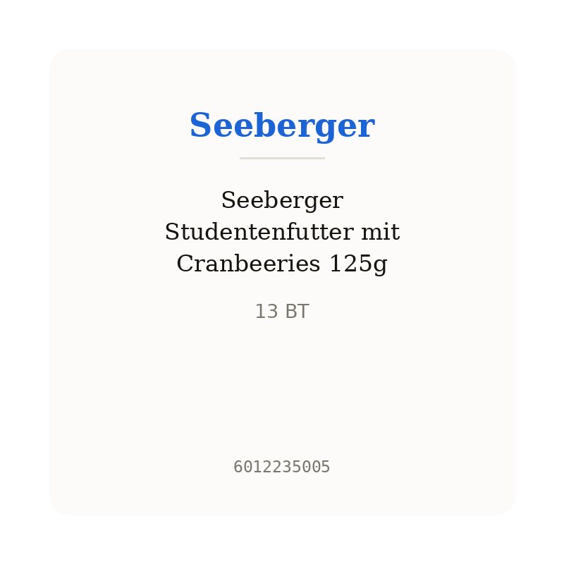 Seeberger Studentenfutter mit Cranbeeries 125g