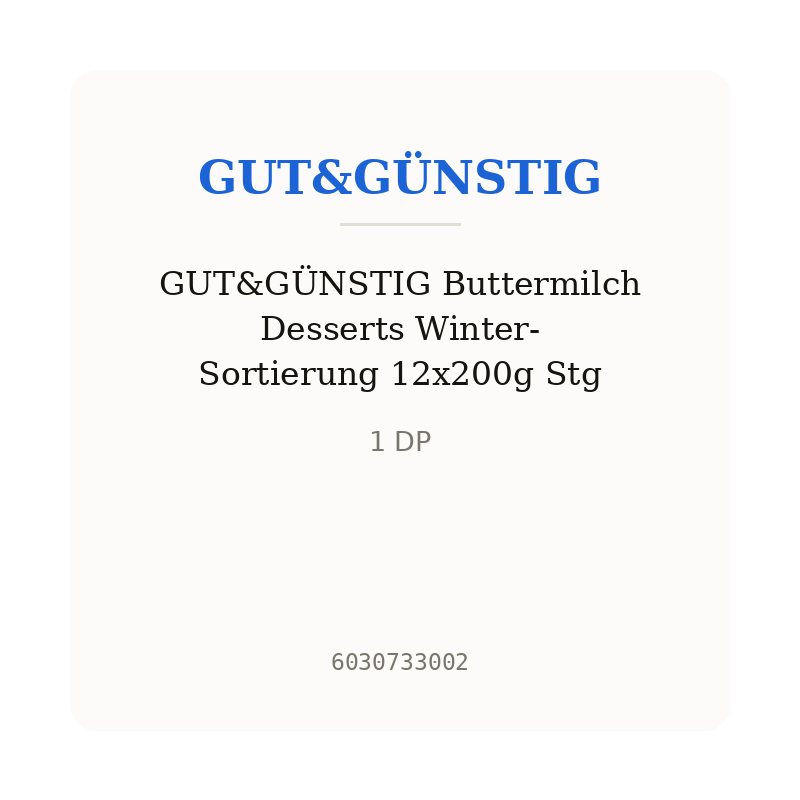 GUT&GÜNSTIG Buttermilch Desserts Winter-Sortierung 12x200g Stg