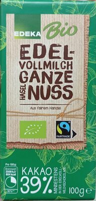 Bio EDEKA Edel-Vollmilch Schokolade ganze Nuss 100g