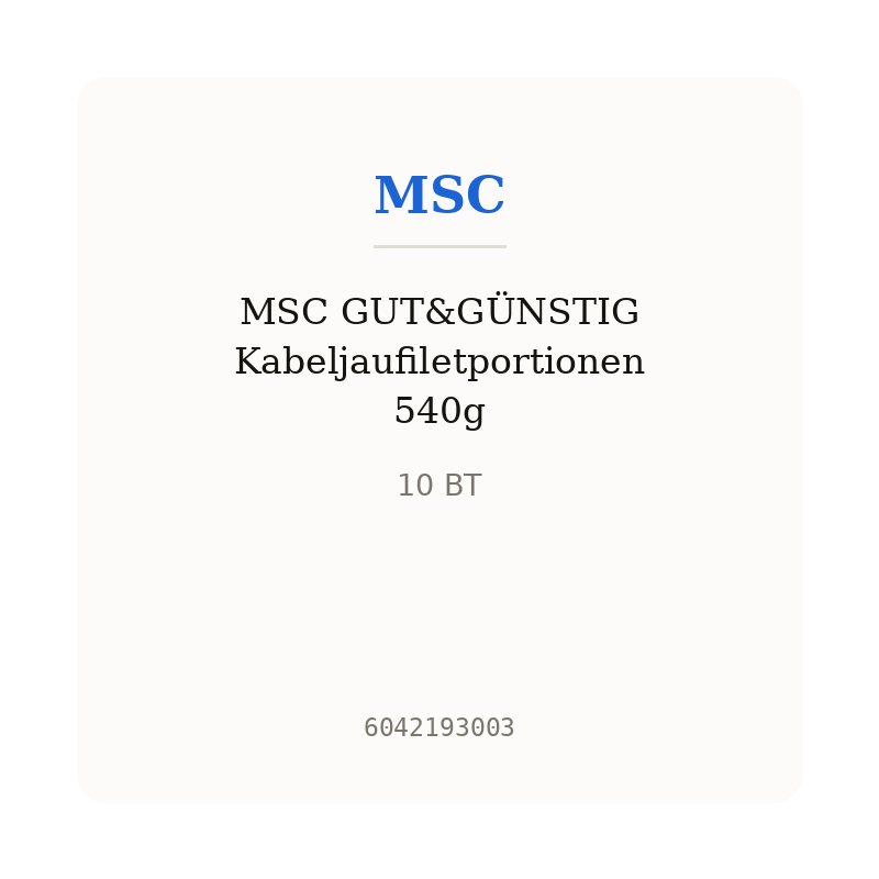 MSC GUT&GÜNSTIG Kabeljaufiletportionen 540g