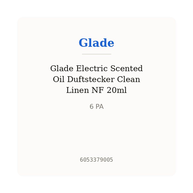 Glade Electric Scented Oil Duftstecker Clean Linen NF 20ml