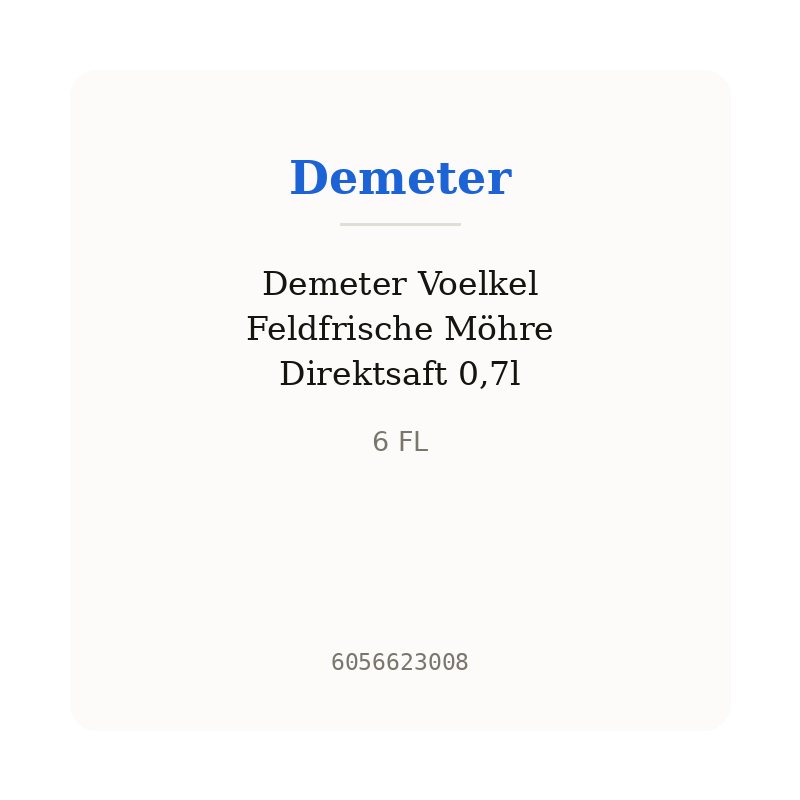 Demeter Voelkel Feldfrische Möhre Direktsaft 0,7l