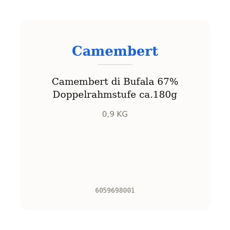 Camembert di Bufala 67% Doppelrahmstufe ca.180g
