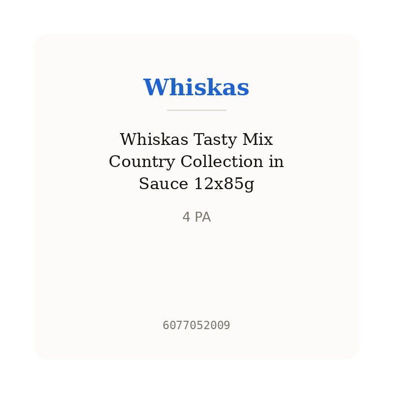 Whiskas Tasty Mix Country Collection in Sauce 12x85g