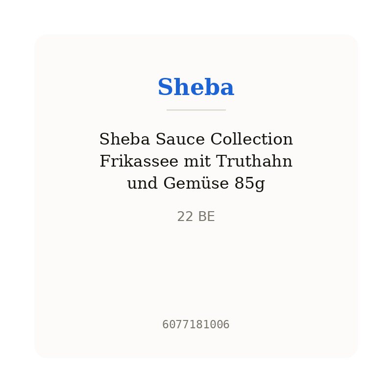 Sheba Sauce Collection Frikassee mit Truthahn und Gemüse 85g