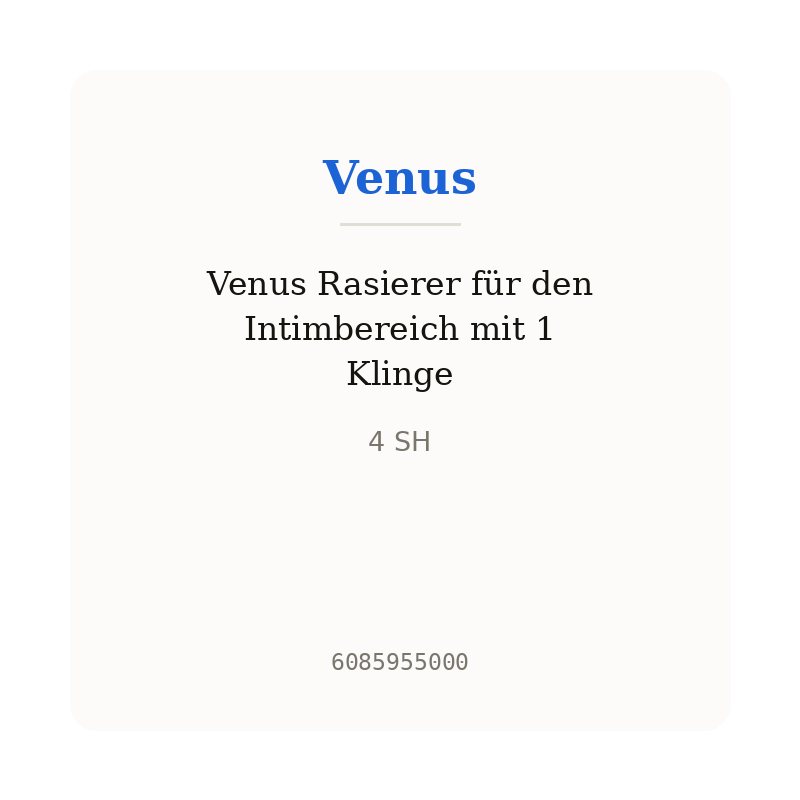 Venus Rasierer für den Intimbereich mit 1 Klinge